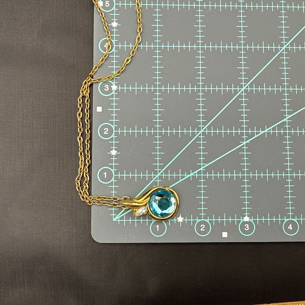 Vintage Kenneth Jay Lane Necklace Blue Rhinestone… - image 5